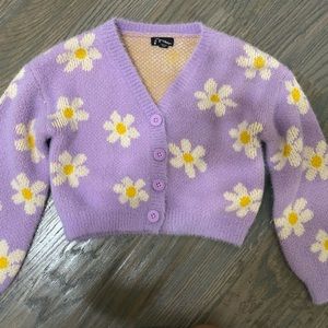 Purple cardigan w/ flowers